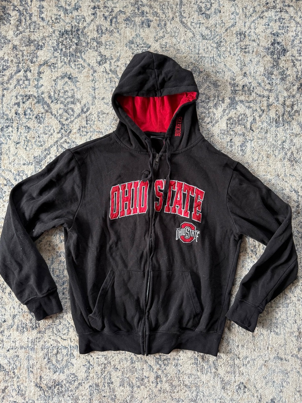 Colosseum Black Hoodie with Red Hood Lining